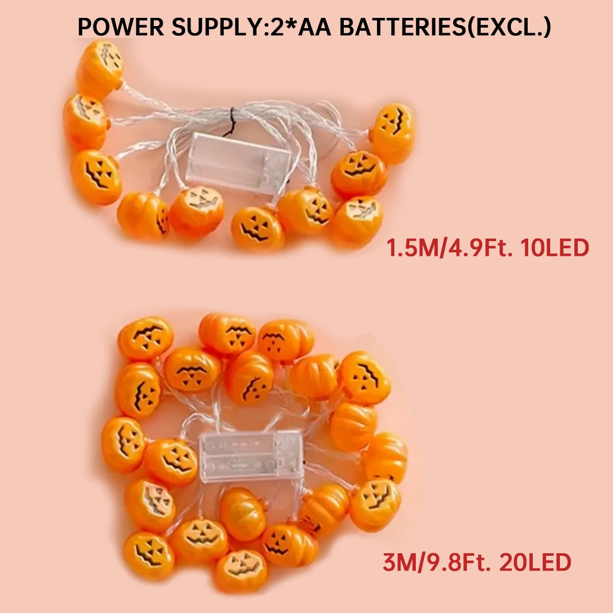 1pc 10/20 LED 3D Pumpkin String Light Halloween