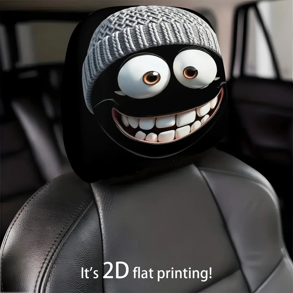 2pc Cartoon Character Knitted Car Headrest Covers