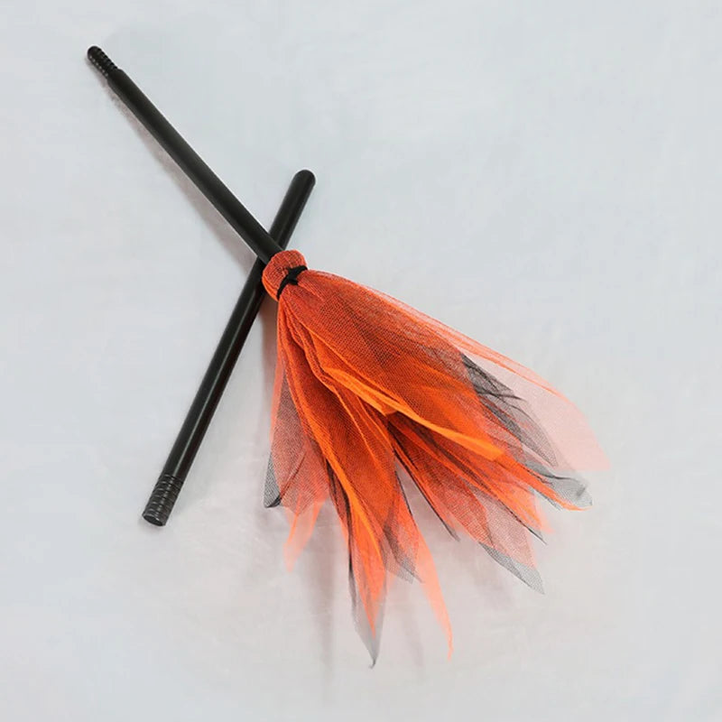 Halloween Witch Wizard Cosplay Props Black Magic Hats Flying Broomstick Decor