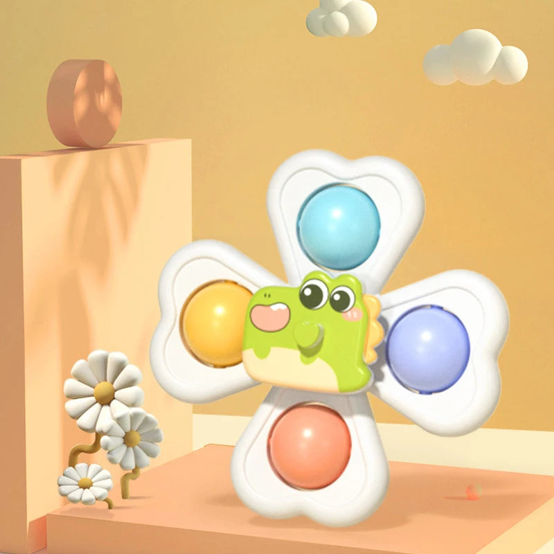 3 in 1 Suction Cups Spinning Top Toy Baby Game Infant Teether Relief Stress