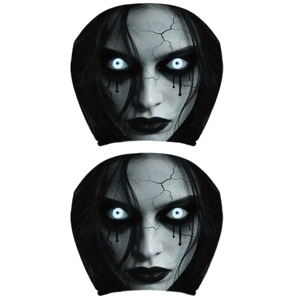 2pcs Scary Headrest Cover Halloween Decoration Accessories Hilarious Car Cover