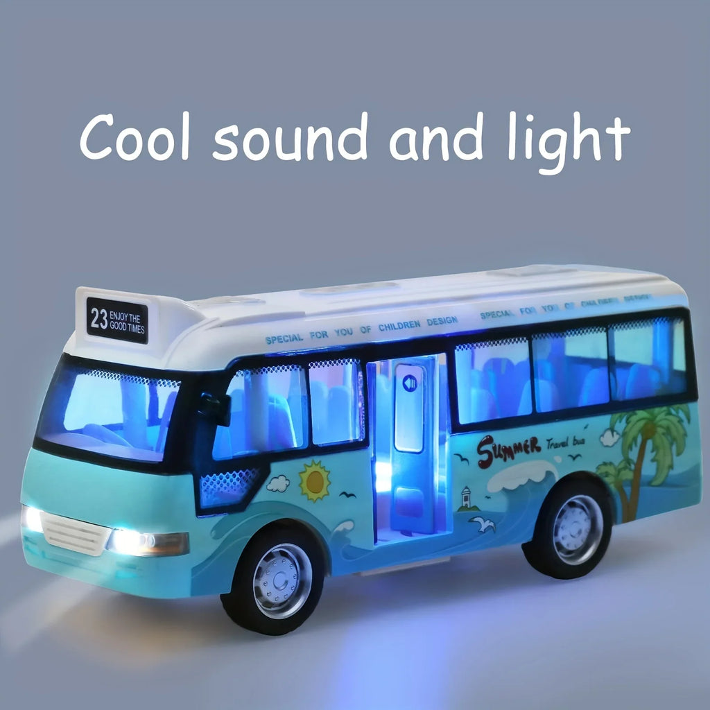 City Bus Toys Cars Die-Cast Plastic Airport Cars Boys Girls Pull Back Play