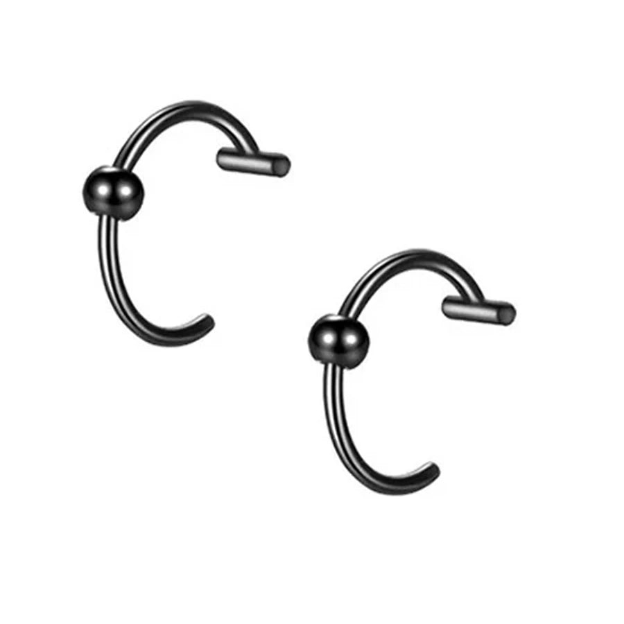 2PCS Trendy 10mm Stainless Steel Punk Clip on Fake Piercing Nose Wrap Lip