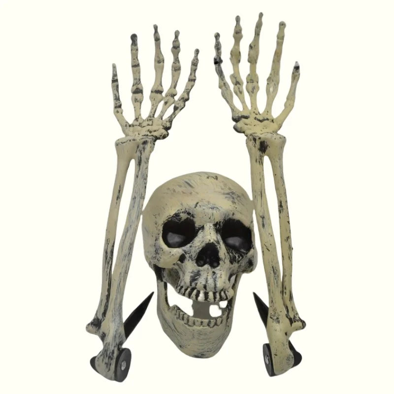 1 6pcs Skeleton Bone Garden Ground Stakes Skull Head Hand Halloween Home Yard