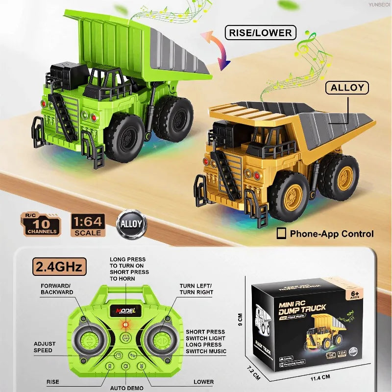 1:64 Remote Control Alloy Truck Forklift Trailer Worktop Mini Bluetooth RC