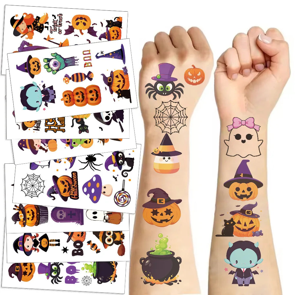 10 Sheets Halloween Pumpkins Tattoo Sticker Temporary