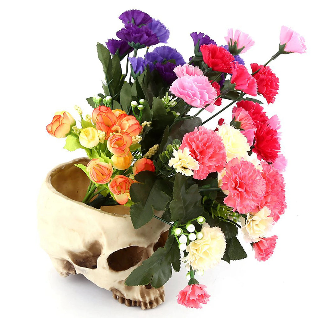 Resin Skull Head Design Flower Pot Planter Container Decoration Skull Pot