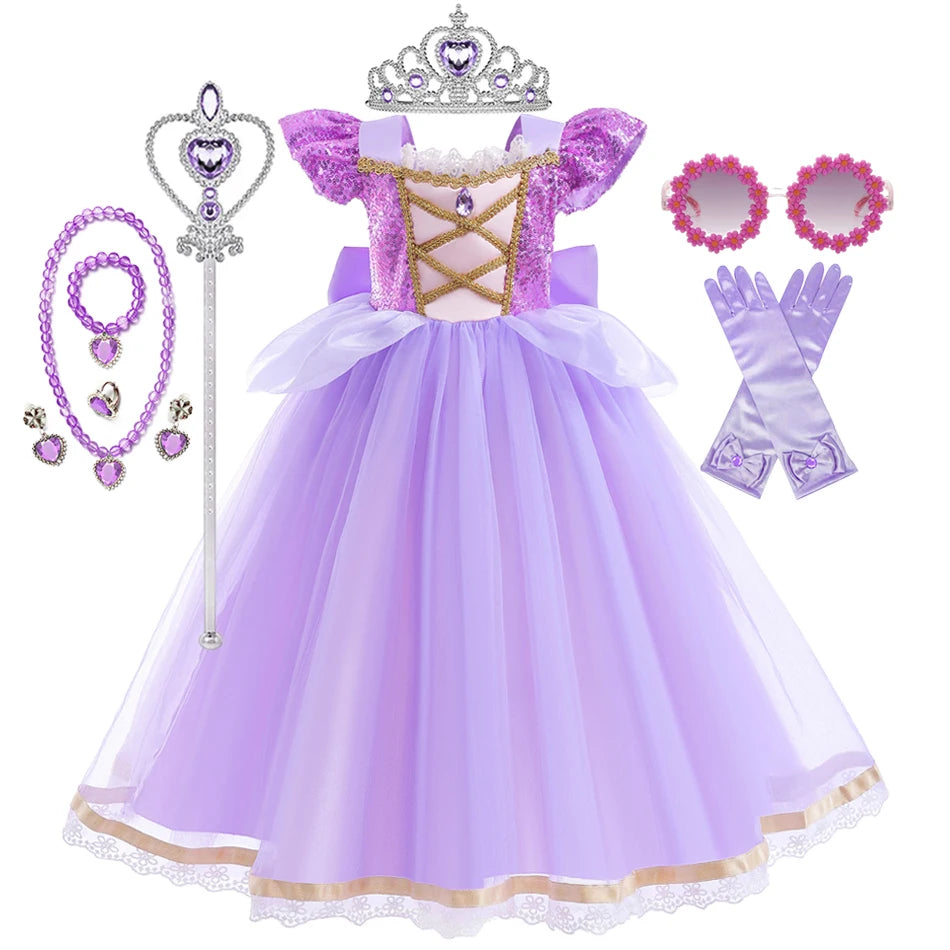 Summer Rapunzel Princess Dress Kids Costume