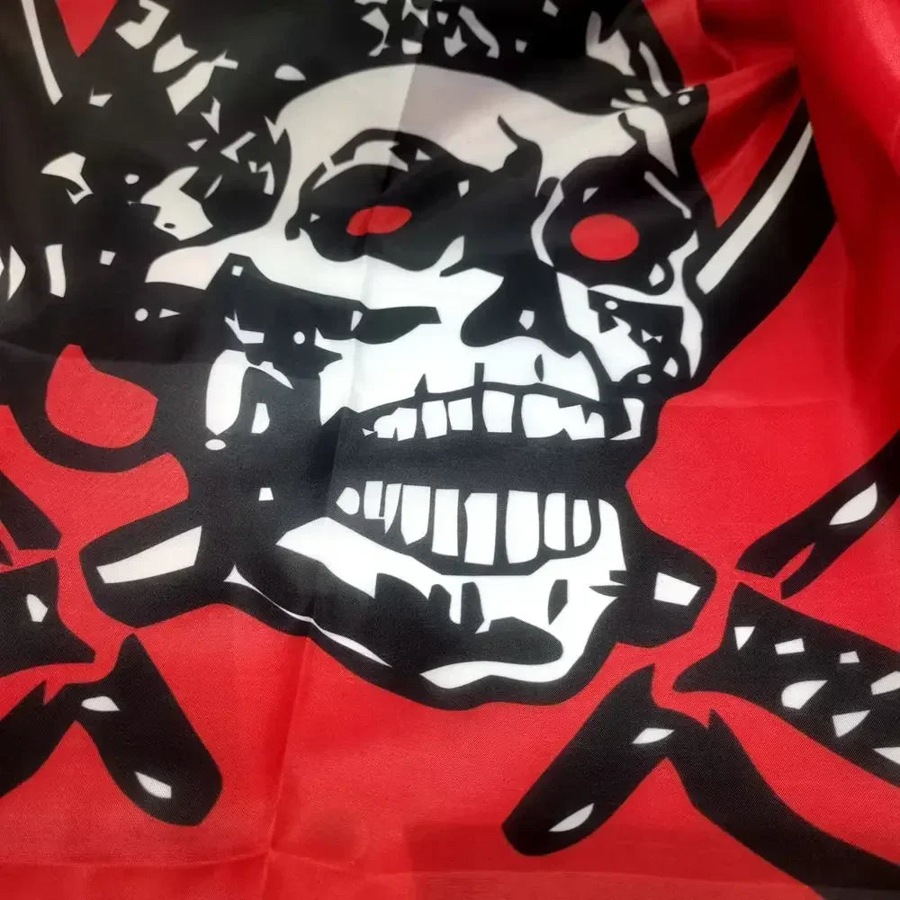Red Skull Pirate Flag 90x150cm Jolly Roger Polyester Banner Halloween Decor