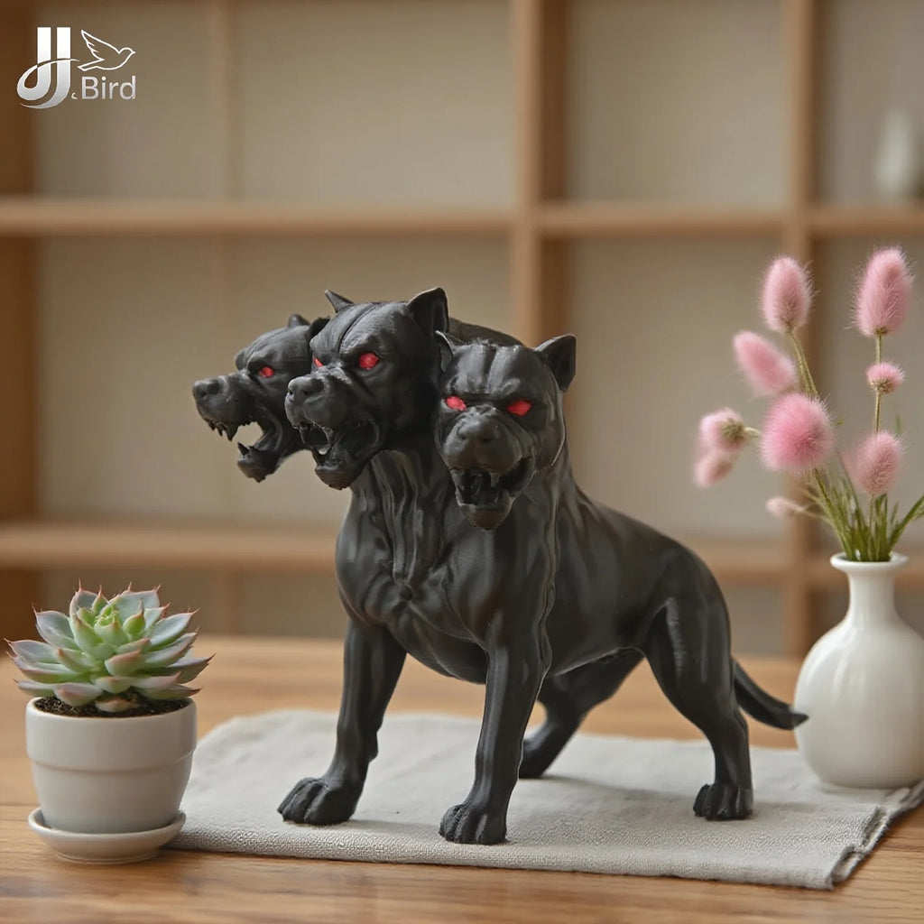 1Pcs Gothic three-headed dog statue ornaments Scary Black Design Halloween