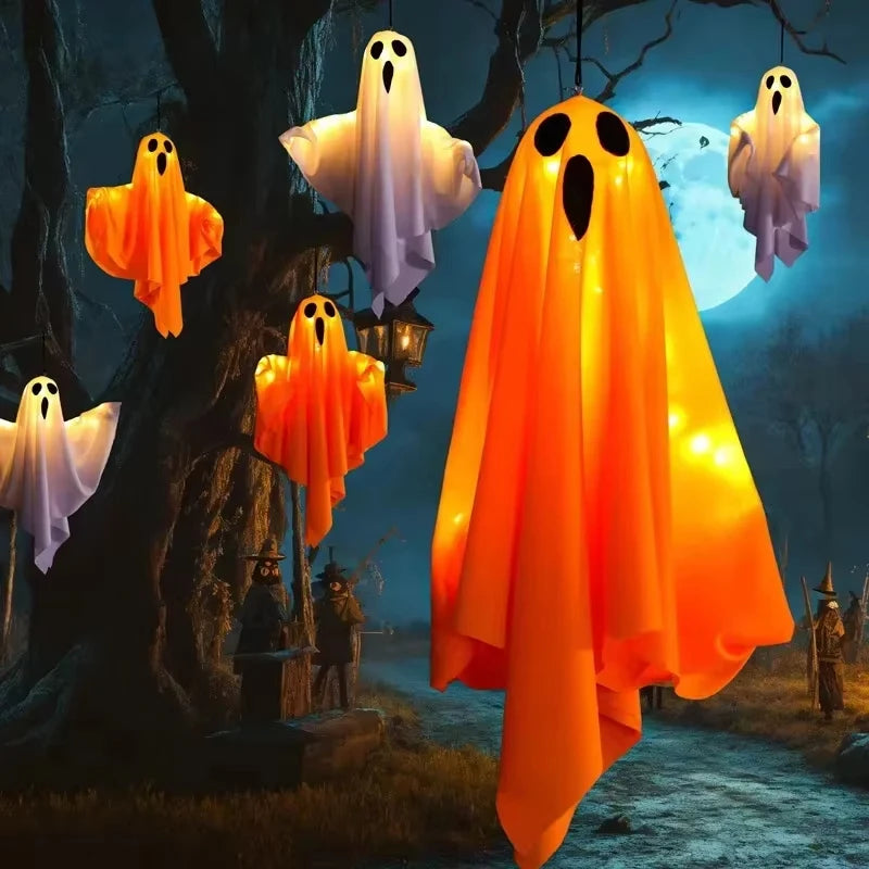 Halloween Glowing White Ghost LED Hanging Horror Props