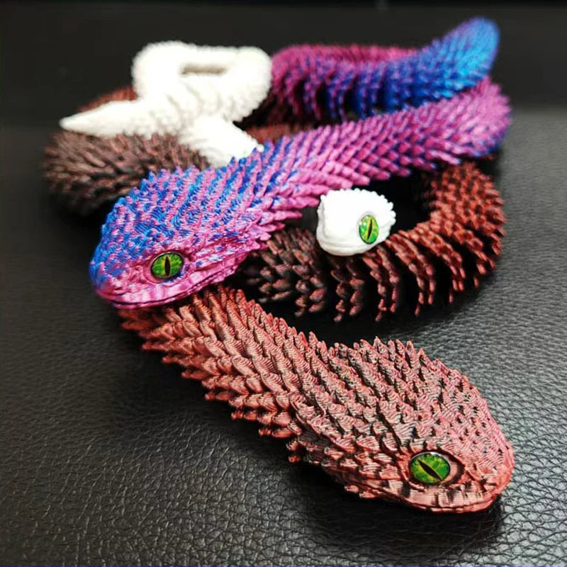2026 New 3D Printed Snake Realistic Snake Statue Movable Joint Fidget Toys