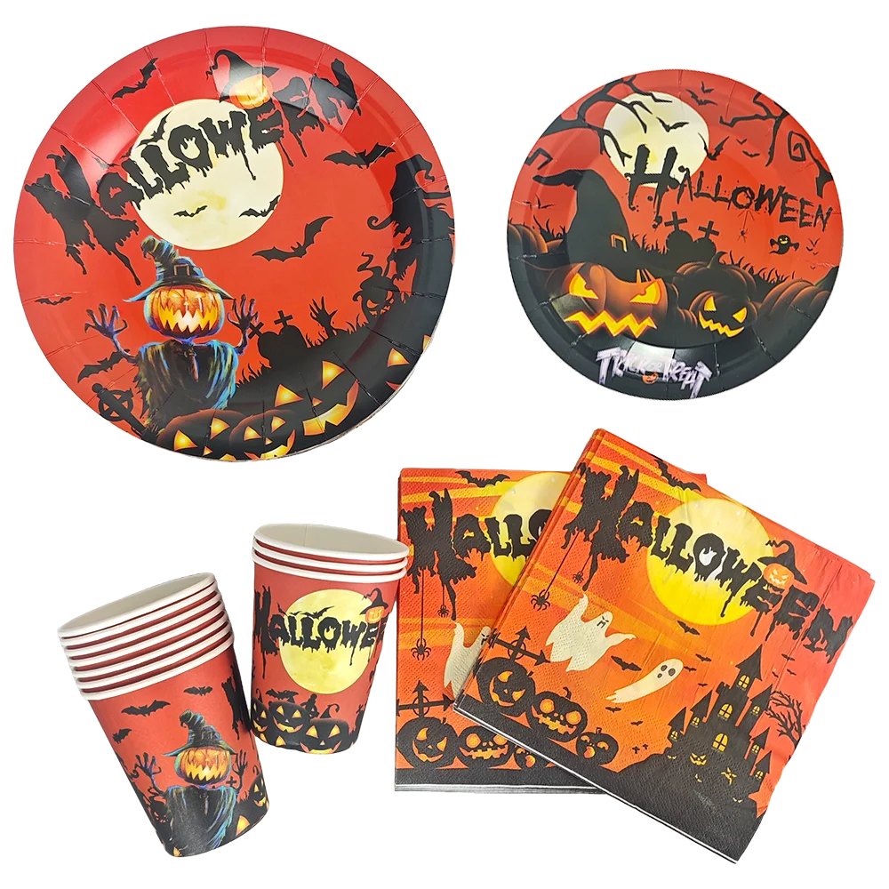 Halloween Theme Party Disposable Tableware Pumpkin