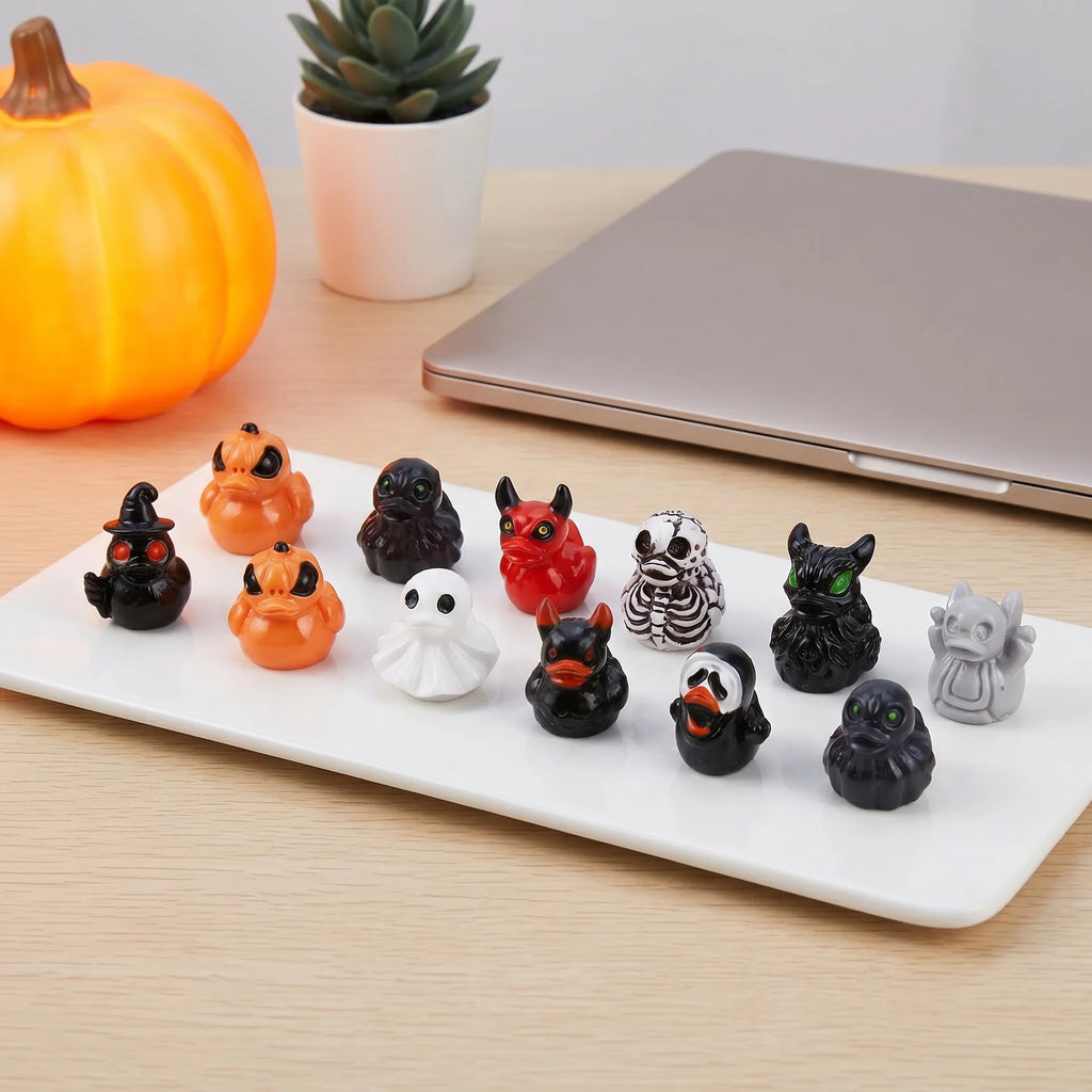 12Pcs Halloween Ducks Ghost Miniatures Set
