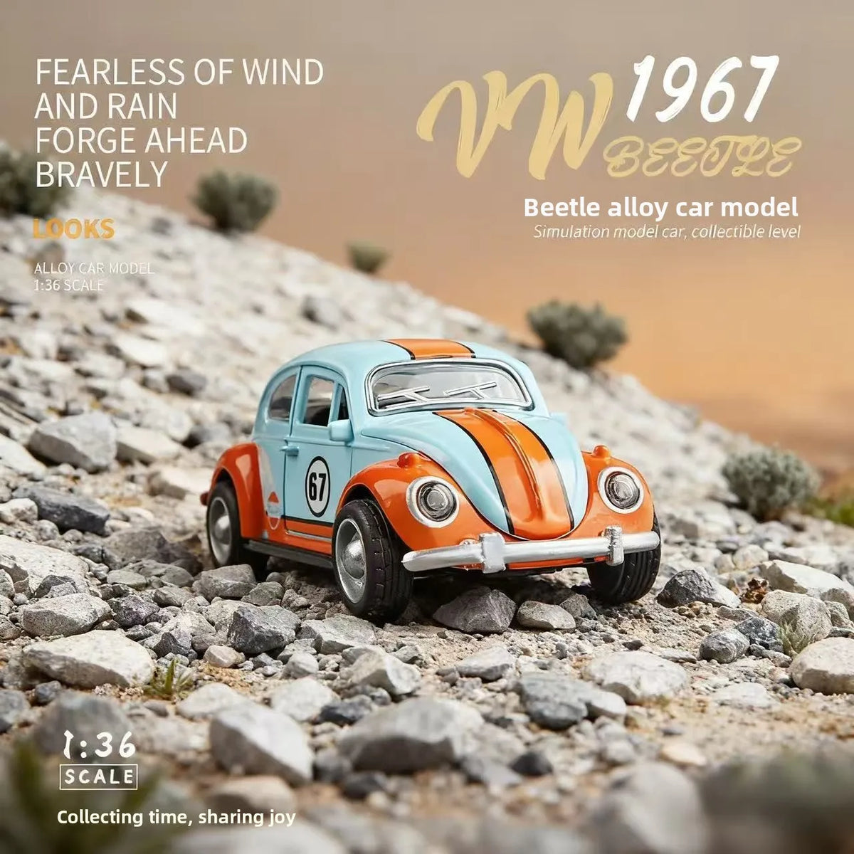1 36 Scale Vintage Gulf Beetle Diecast Alloy Car Model Toy Kids Collectible