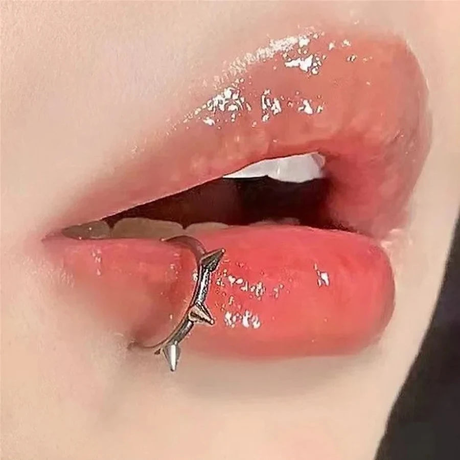 2PCS Trendy 10mm Stainless Steel Punk Clip on Fake Piercing Nose Wrap Lip