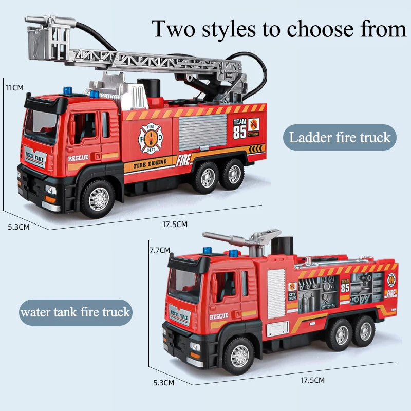 1:50 Alloy Fire Truck Firefighter Simulation Sprinkler Car Diecast Water Spray