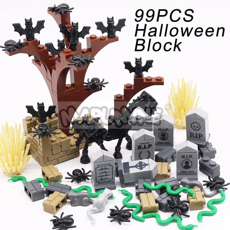 Halloween Building Blocks Set 99-265pcs Graveyard Grave Tombstone Construction