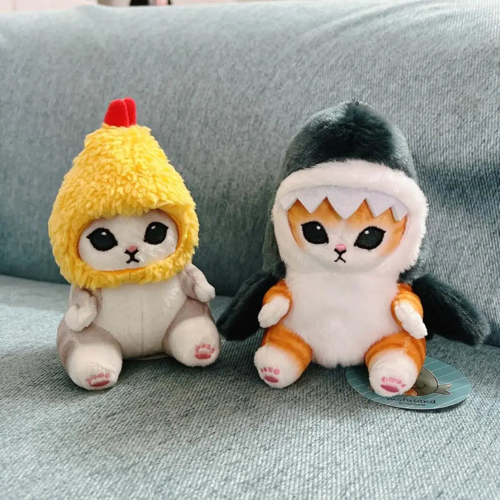 Kawaii Tempura Shark Cat Keychain Plush Charm