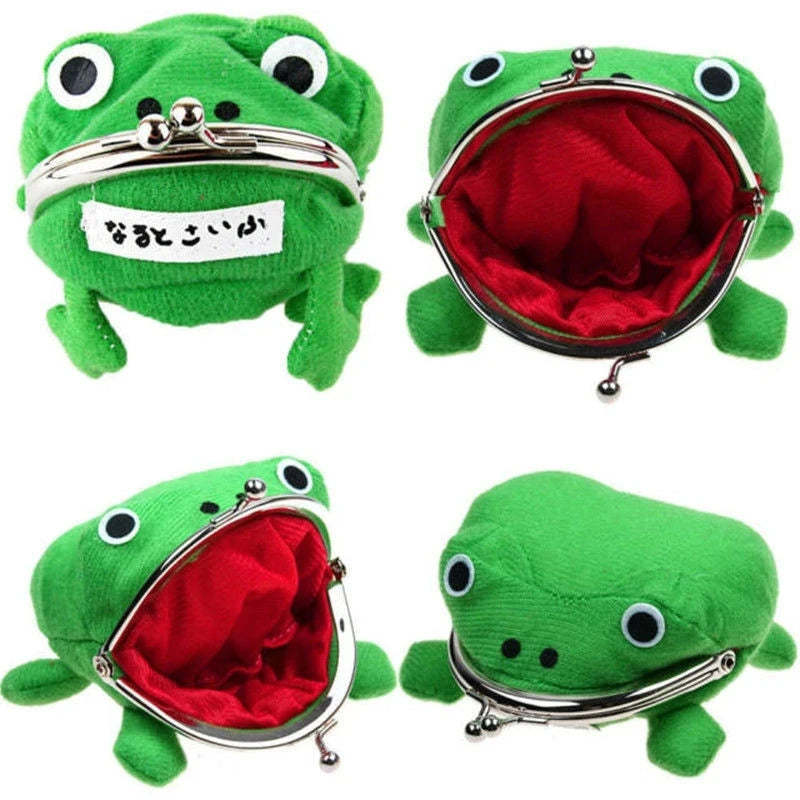Novelty Adorable Anime Frog Wallet Coin Purse Key Chain Cute Plush Frog