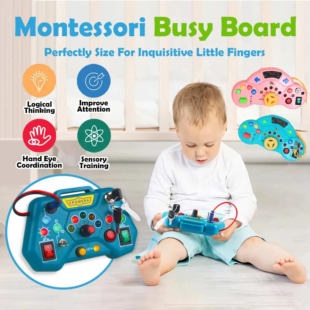 Kids Montessori Busy Board Early Educational Toy Perfect Travel Gift Toddlers