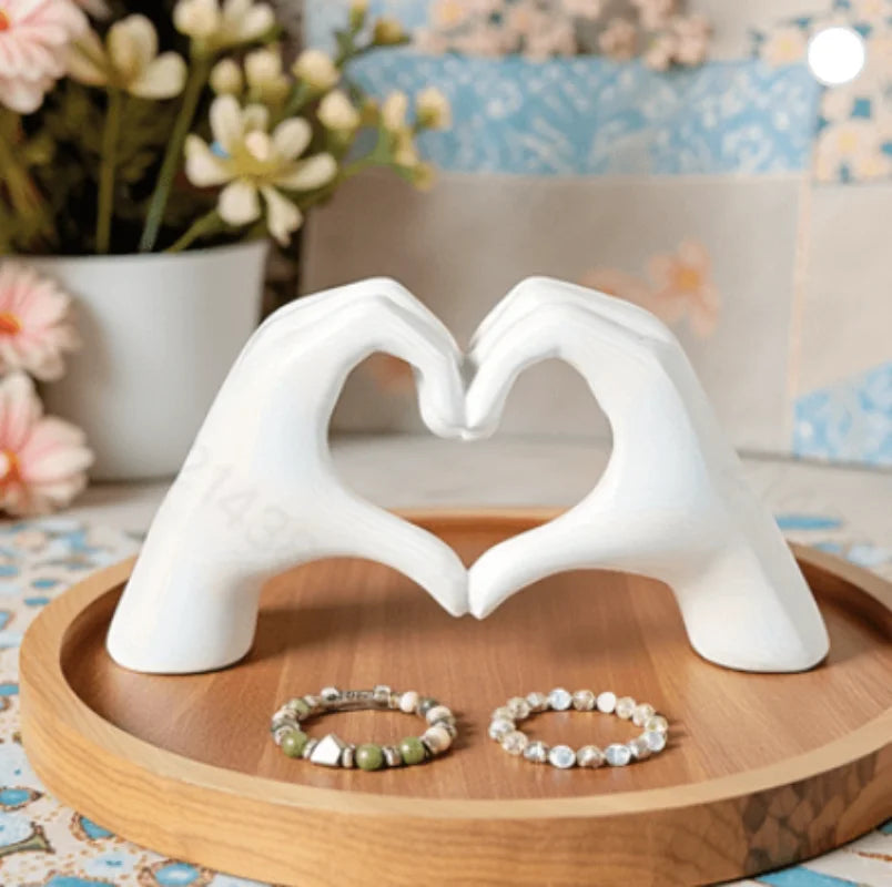 Gold Decoration Heart Hand Statue Living Room Bedroom Love Finger Modern