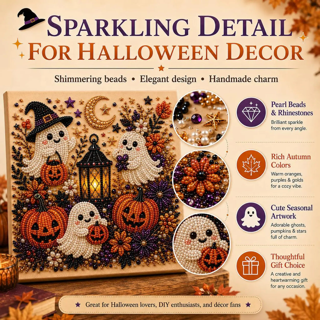 Halloween Ghost Pumpkin 3D Pearl Art DIY Kit
