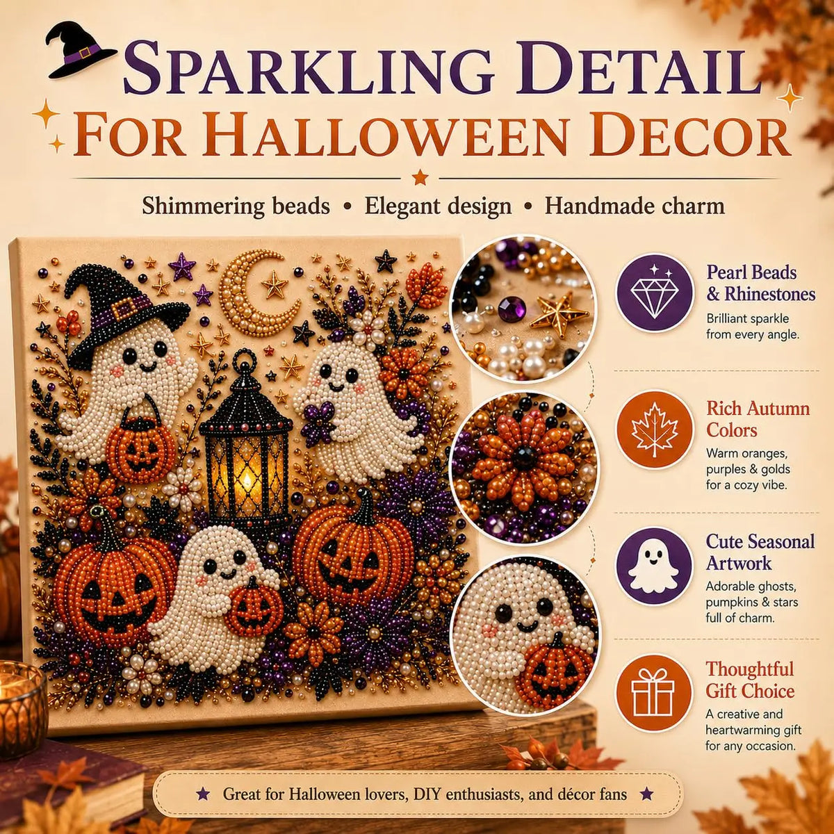 Halloween Ghost Pumpkin 3D Pearl Art DIY Kit