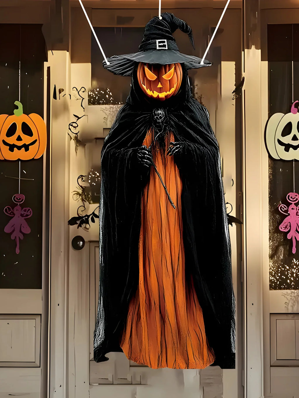 2D Halloween Horror Evil Pumpkin Man hanging Background Cloth Halloween Terror Atmosphere Indoor and Outdoor Decoration Supplies