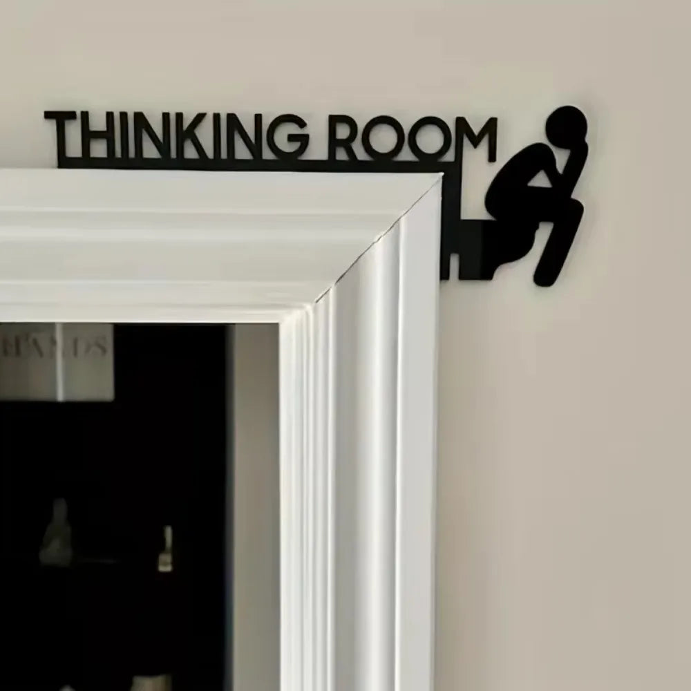 1pc Modern Metal Toilet Door Sign Stylish Thinking Room Wall Sculpture