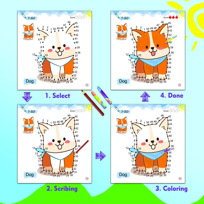 Line Drawing Children Doodle Book Learning Numbers Early