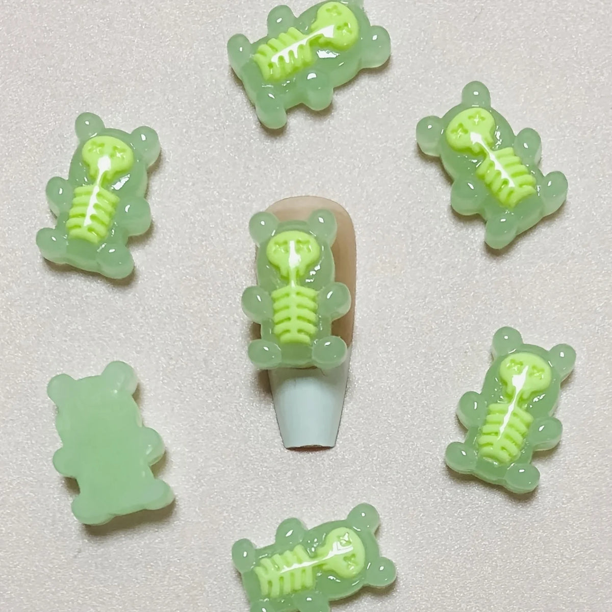 10pcs Macaron Color Skull Bow Skeleton Resin Handmade