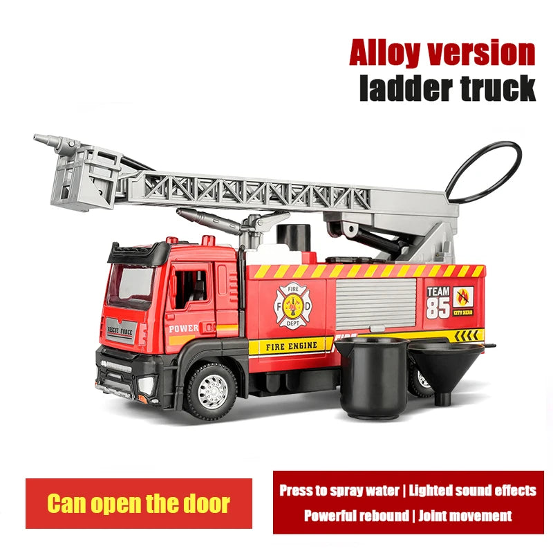 1:50 Alloy Fire Truck Firefighter Simulation Sprinkler Car Diecast Water Spray