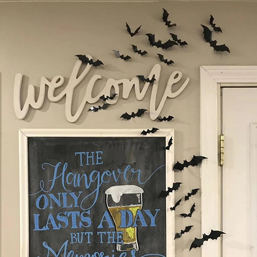 Halloween Bats Decorations 3D Pvc Bat Wall Black Bats Wall Stickers