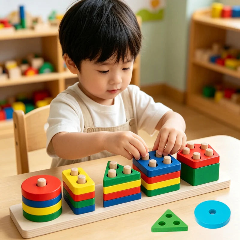 Montessori Wooden Building Blocks Color