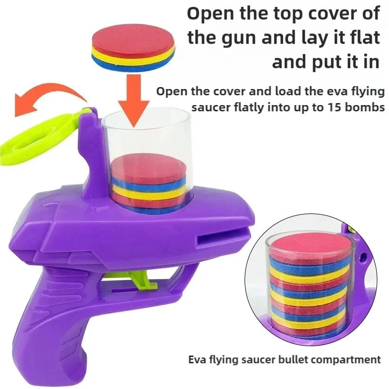 Double Player EVA Flying Disc Gun Parent-Child Interactive Shooter Soft Bullets