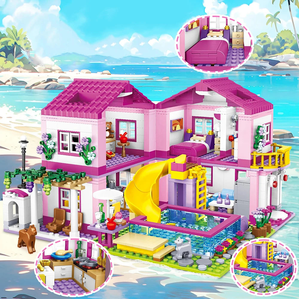 Friends City Street View House Summer Holiday Villa Castle Model Building Block
