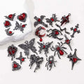 10pcs Dark Gothic Retro Black Butterfly Spider Cross