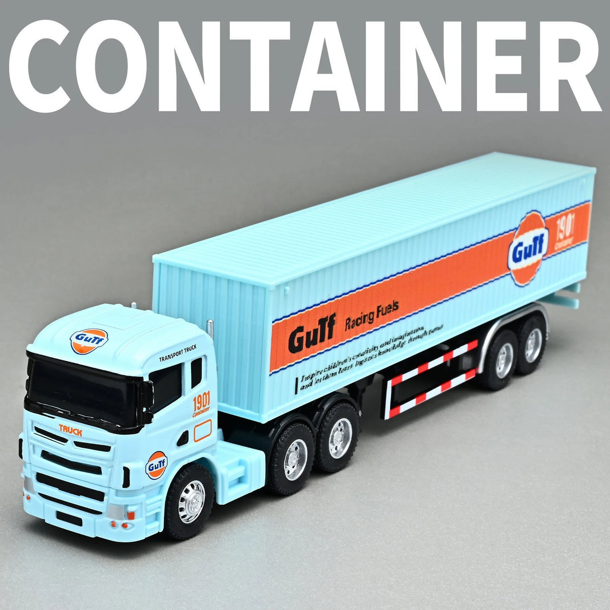 1:64 Small trailer container truck Gulf version Simulation alloy car model