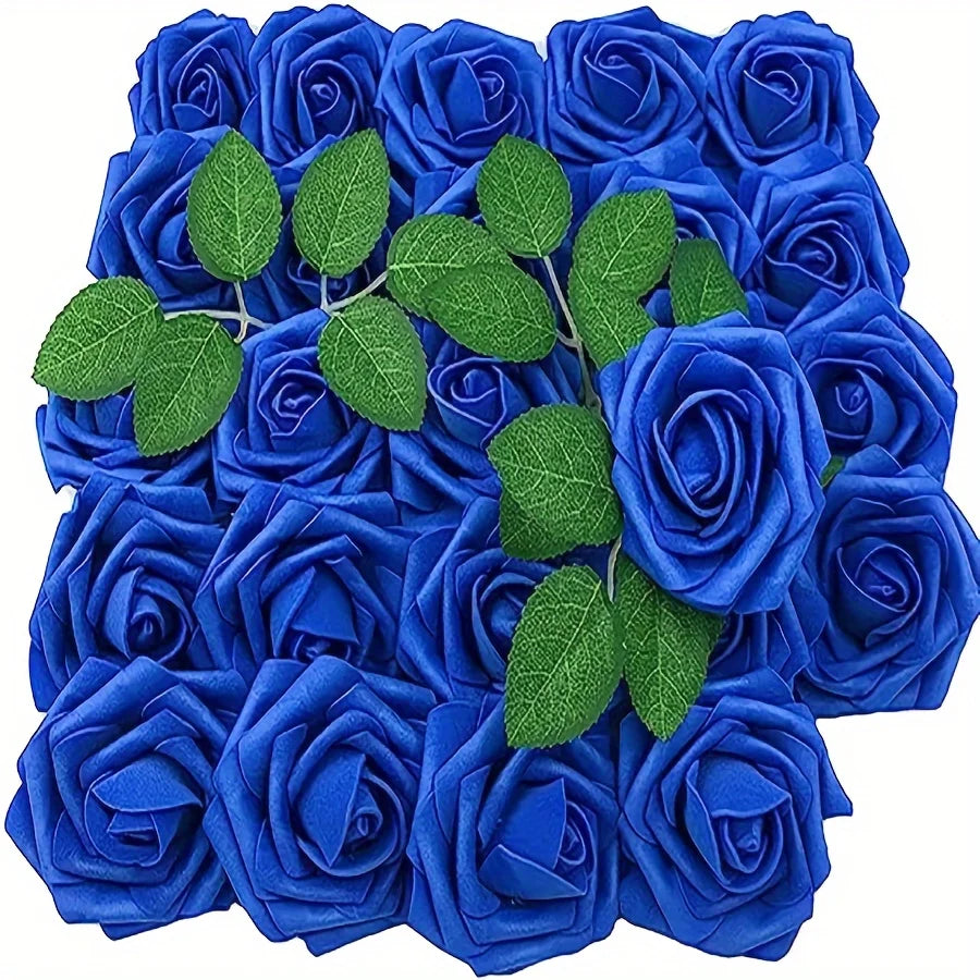 25pcs Artificial Flowers Fake Flowers Roses Stem DIY Wedding Bouquets