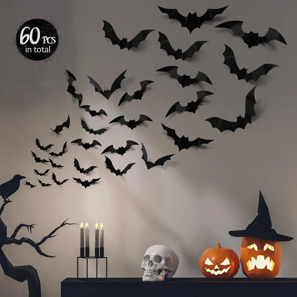 12pcs Halloween Decoration 3d Bat Wall Stickers Furniture Windows Yard Outdoor