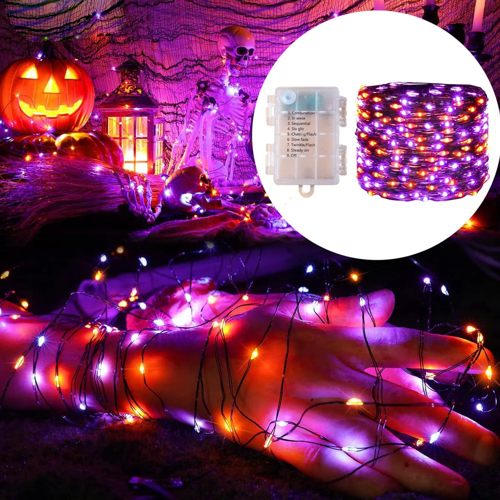 5M-20M Halloween Lights LED Purple Orange String
