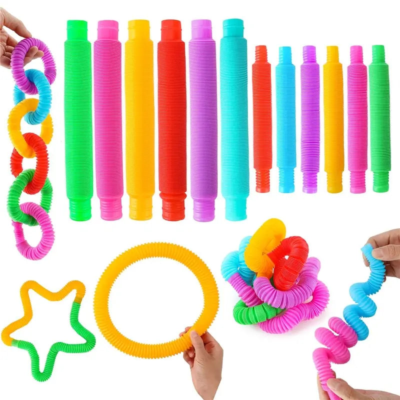Colorful Pop Tubes 8 Pack Stretching Fidget