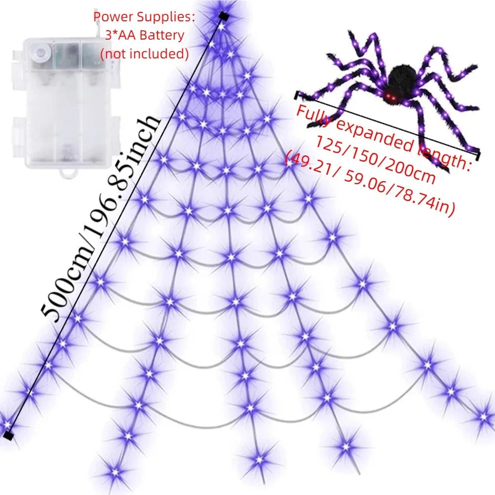 Practical 8 Modes Halloween Spider Web Lights LED