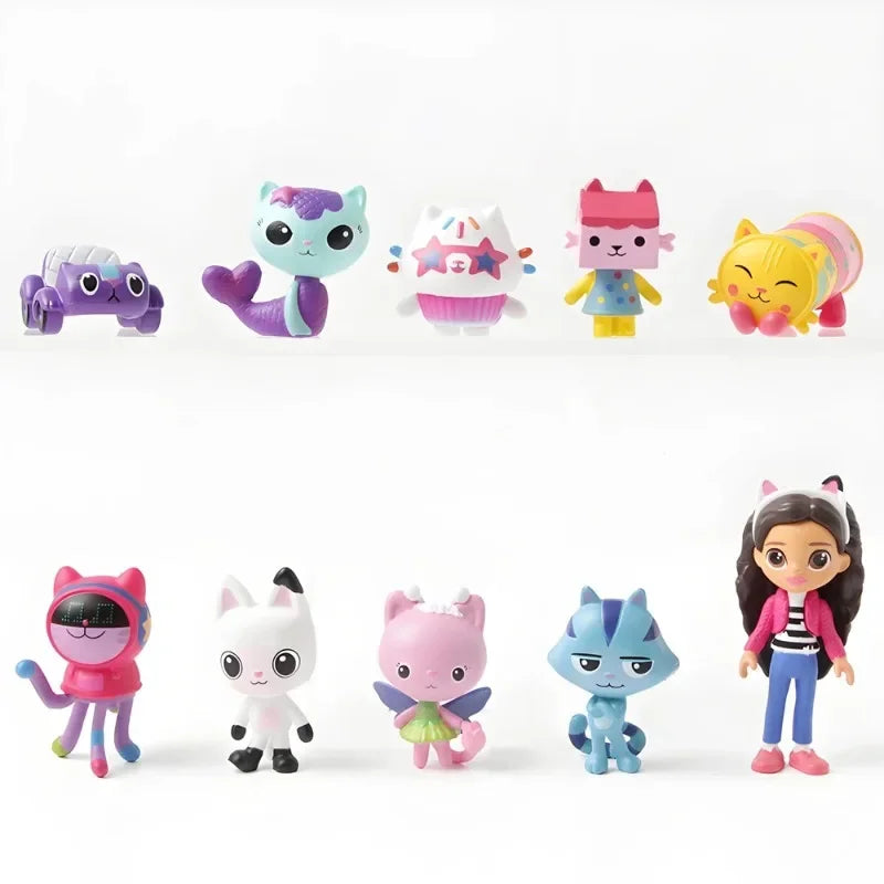 13pcs V1 2 Gabby Dollhouse Figure Toy Smiling Car Cat Hug Gaby Girl Dolls