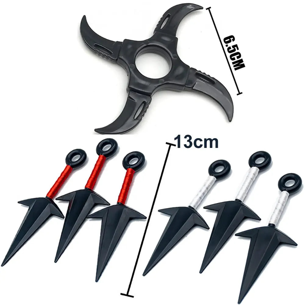 7Pcs Set Anime Naruto Cosplay Weapon Kunai Shuriken Plastic Accessories