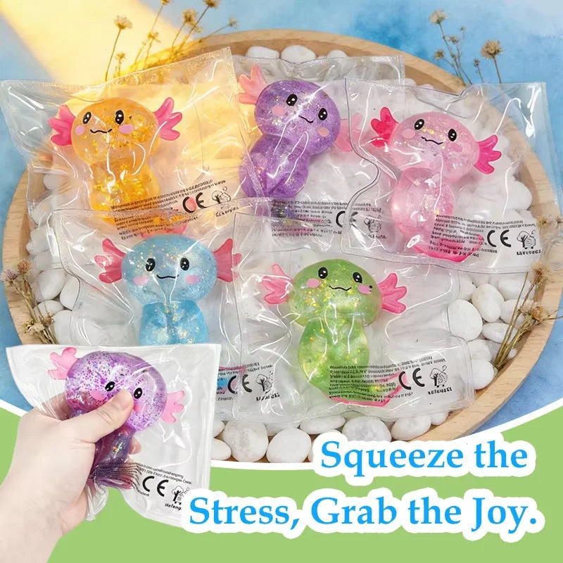 Glitter Axolotl Squishy Soft TPR Stress Toy
