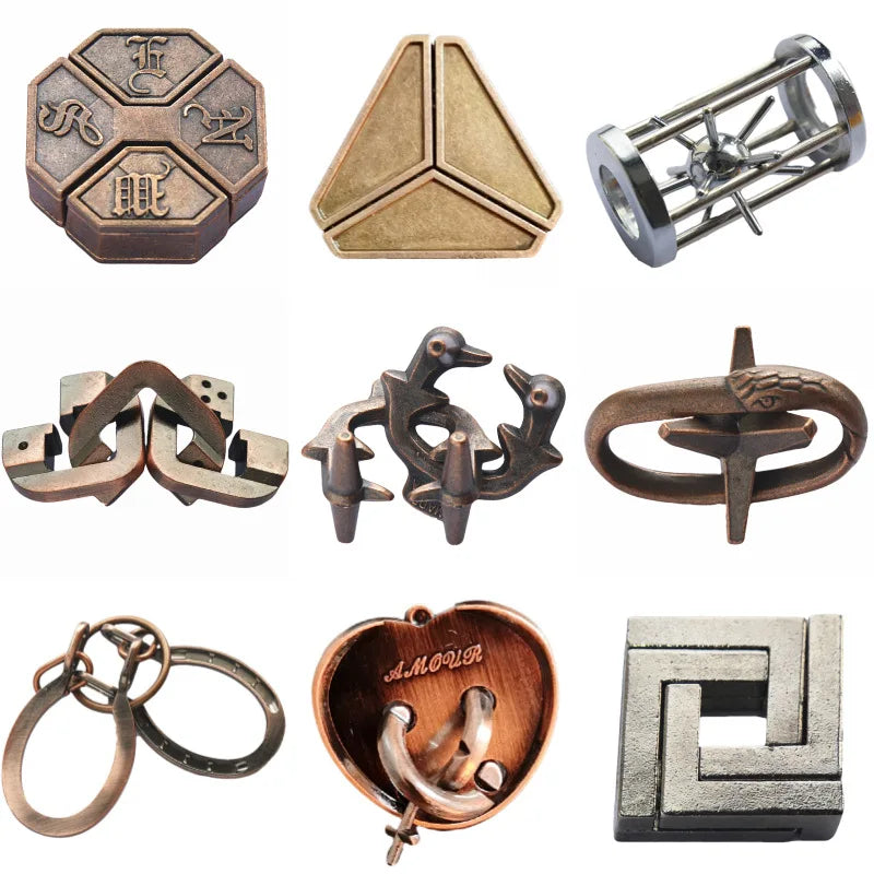 Lock Puzzles Classic IQ Metal Brain Teaser Magic Baffling Puzzles Game Toys