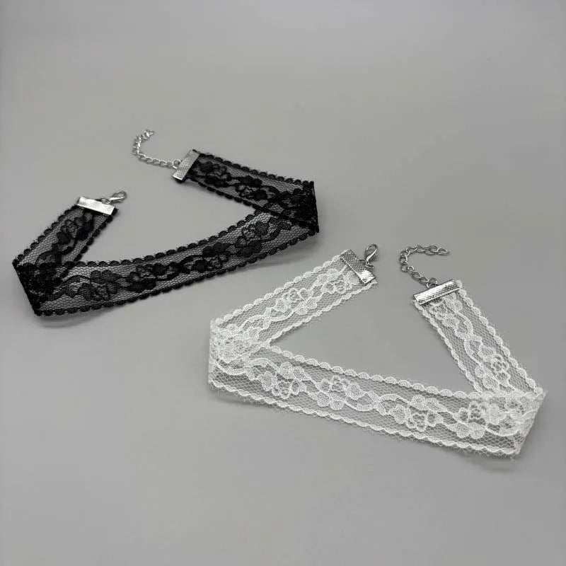 Short Lace Choker Necklace Women Girl Black White
