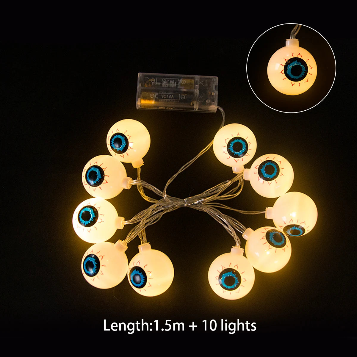 1.5m 10LED Horror Black Crow Bat LED Lights Halloween Party String Fairy Lights
